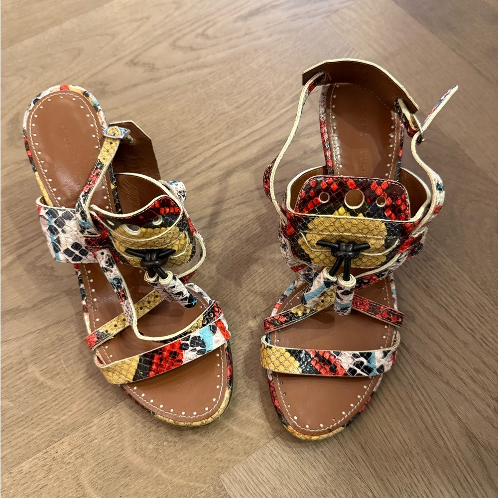 NEW without tag Proenza Schouler Tan and Red Sandals Strappy Summer Style